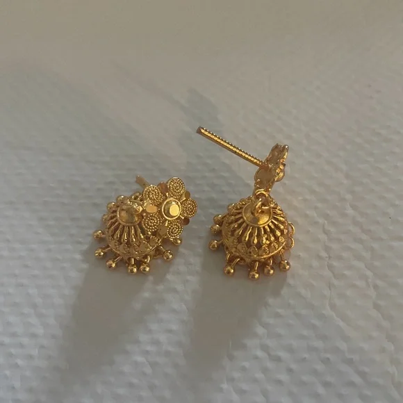Gold Micro Jhumkas - Picture 3 of 3